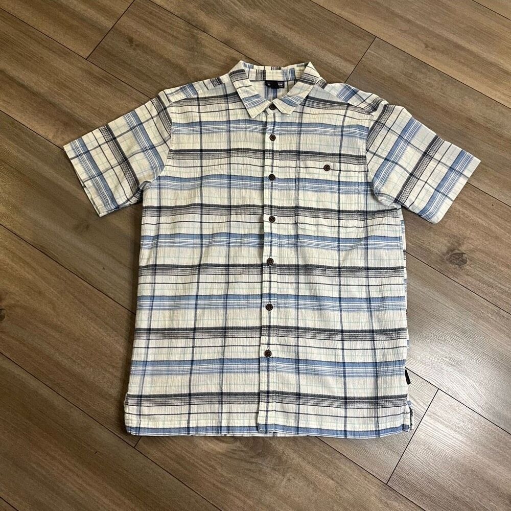 Patagonia Mens Organic Cotton Short Sleeve Plaid Button Up Shirt M Bin E-27